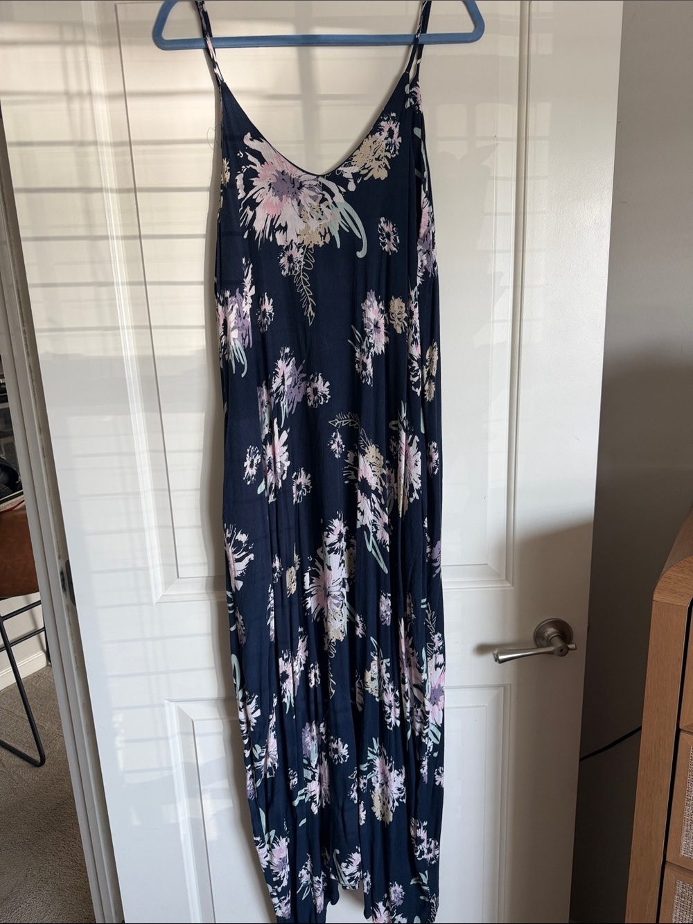 Love in Navy Floral Maxi Dress with Light Pink and Cream Accents